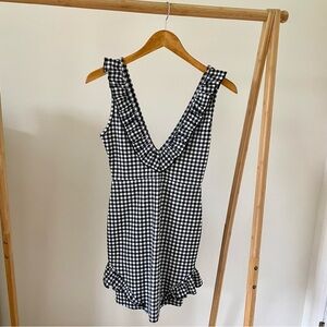 NWT Pretty Little Thing Gingham Ruffle Mini Dress in Black/White - 4